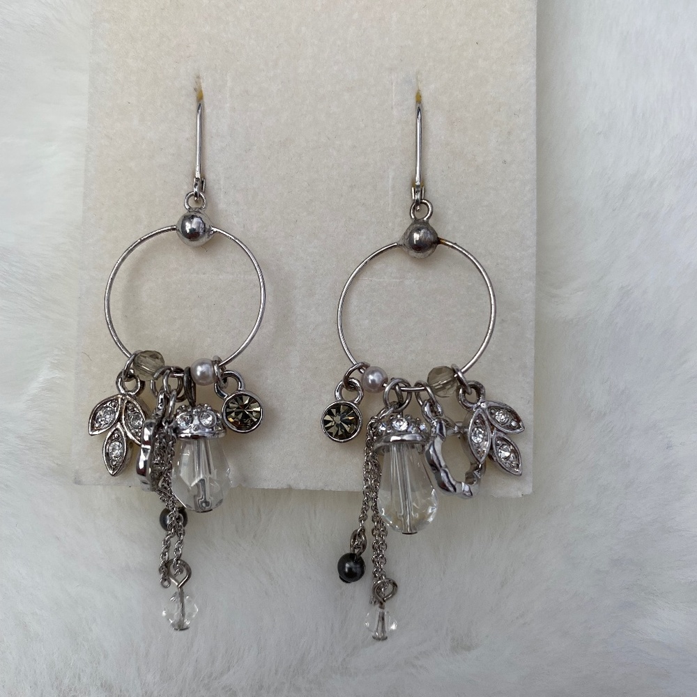 NIB Adrian Buckley England Jewellery Silver Multi-Charm Dangle Earrings